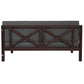 4-Piece, X-Back Dark Brown Wood Patio Sectional Sofa Set with Gray Cushions and Table