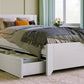 Twin Size Wood Platform Bed with Reversible Pull-out Storage Drawer Under, Gray Wood Grain