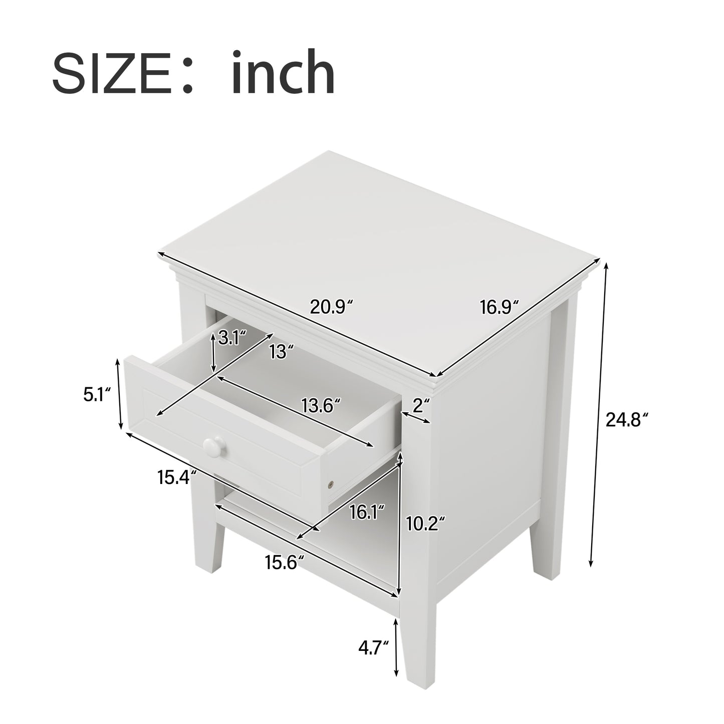 6 Pieces Traditional Style White Queen Bedroom Set With 2 Nightstands, Tall Dresser, and Wide Dresser/Cabinet/Chest with a Mirror