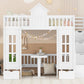 Twin-Over-Twin Bunk Bed with Convertible Picnic Style Table or Desk with 2 Drawers, White