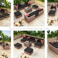 10-Piece Outdoor Patio, Convertible, Brown Sectional Set with Black Cushions and and Cover